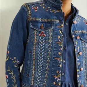 BODEN EMBROIDERED DENIM JACKET SIZE Us8